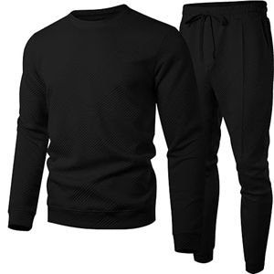 Vente chaude hommes 2 pièces à manches longues respirant 100% coton sweat Jogging pantalons de survêtement ensemble tissé hiver survêtements tenues - Product Image 1