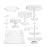 Ensemble de supports à gâteaux en métal blanc poli personnalisés en gros, durables, pour centres de table de mariage et décorations de table, forme et taille uniques