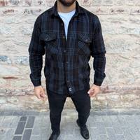 Chemise-veste à carreaux pour homme de haute qualité, à manches longues, boutonnée, avec poches, légère, pour un usage quotidien décontracté