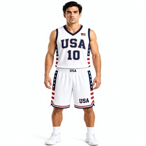 Conjunto de uniforme de baloncesto personalizado de EE. UU. para hombre, camiseta y pantalones cortos sublimados, transpirables, de secado rápido, ropa de entrenamiento para equipo, kit deportivo para adultos - Product Image 2