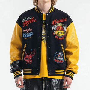 Veste universitaire oversize pour homme, épaules tombantes, boutonnée, haut de veste universitaire, vestes universitaires de baseball amples pour homme - Product Image 6