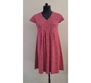 Estilo Casual Midi Longitud Cap Mangas Vestido con cuello en V Algodón orgánico Spandex Tejido Cintura natural Ecológico Impreso Casual - Product Image 1