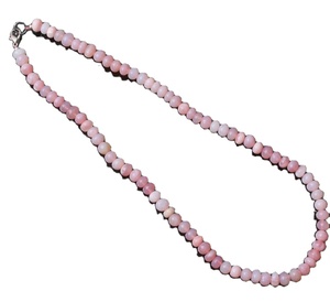 Pink Peruvian Opal Beaded <b>Necklace</b>, 6.5-7 mm Pink Opal Smooth Rondelle <b>Beads</b> <b>Necklace</b> Handmade Alexandrite Birthstone <b>Necklace</b> - Product Image 1