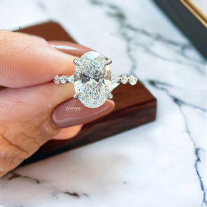 Anillo de diamante cultivado en laboratorio de 2 quilates de corte ovalado elegante para mujer, joyería fina de compromiso para boda, regalo nupcial, anillo de declaración de diseñador - Product Image 2