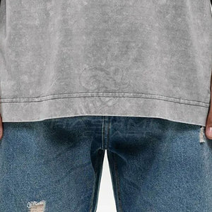 T-shirt décontracté de haute qualité, effet délavé, confortable, style streetwear, coton doux, tissu durable, idéal pour un usage quotidien - Product Image 5