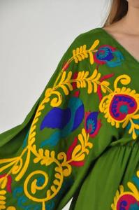 Nueva Llegada Color Verde Hasta el Suelo Bordado Diseño Ropa de Playa Kaftan Para Mujeres Summer Resort Wear Kaftan Regalo Para Ella - Product Image 5