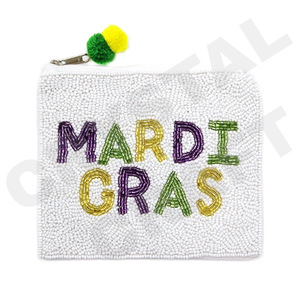 Monedero personalizado con diseño de Mardi Gras, monedero con cuentas de semillas, hermoso monedero, cierre de cremallera, características de accesorios de moda - Product Image 1