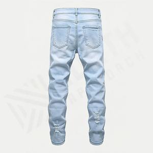 Pantalones Vaqueros Ajustados de Mezclilla Desgastados y Rotos para Hombre, Transpirables, Hechos a Medida, Estilo Urbano, Duraderos, Color Personalizado - Product Image 2