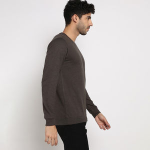 Automne et hiver à la mode et texturé pull en coton à col rond de haute qualité couleurs unies pull à manches longues non imprimé - Product Image 3