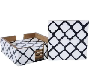 แผ่นรองแก้วเรซิ่นคุณภาพสูงและแผ่นรองแก้วฝังมุก ดีไซน์คลาสสิก ผลิตจากอินเดีย - Product Image 5