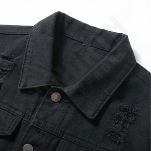 Chaqueta Vaquera de Alta Calidad para Hombre, Cuello Alto, Color Personalizado en la Parte Delantera, Diseño Estampado en Relieve, Lavada, para Otoño e Invierno - Product Image 4