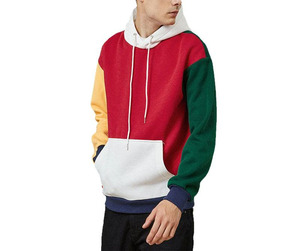 Nouveau personnalisé hommes décontracté couleur bloc panneau Streetwear poches kangourou personnaliser panneau couleur 100% coton sweats à capuche pour hommes - Product Image 1