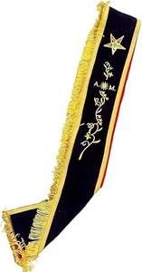 Echarpe Masónica OES A.M., Echarpe de la Orden de la Estrella de Oriente para Matrona Asociada, Terciopelo Morado con Flecos Dorados - Product Image 2