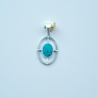 Pendentif en argent sterling 925, forme ovale, pierre précieuse turquoise, fait main, pour femme, pour mariage, pendentif en pierre semi-précieuse