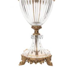 Handmade Antique Brass and <b>Crystal</b> Table Lamp with Fabric Shade Elegant Decorative Lighting for Luxury Home Decor - Product Image 3