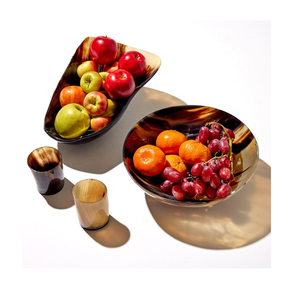 Bol à salade et à fruits vintage en corne de buffle sculptée, vaisselle indienne en corne, idéal pour les cadeaux d'affaires - Product Image 6