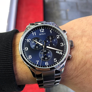 Sang trọng Unisex thể thao chronograph Đồng hồ thạch anh phong trào Sapphire kính 100m không thấm nước thép không gỉ thời trang con trỏ quay số - Product Image 2