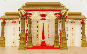 ชุดงานแต่งงานแบบสามเสาสีทองหรูหราสำหรับงานแต่งงานอินเดีย - Product Image 5