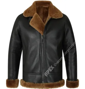 Veste en cuir de mouton de motard en vrac personnalisée pour homme, veste en cuir de mouton ciré avec doublure en fourrure