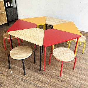 KGD037 Juego de 6 Módulos de Mesa y Sillas en Forma de Trapezoide, Multicolor, Moderno, para Taller, Baño, Jardín de Infancia, Dormitorio, Escuela - Product Image 2