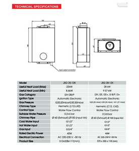 Termodinamik 25-12 Calentador de agua LPG de Bajo NOx | Calentador sin tanque de alta eficiencia de 12L para agua caliente instantánea | Ecológico - Product Image 3