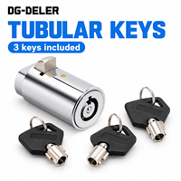 Cylindre de serrure à poignée en T pour distributeur automatique de 38 mm avec 3 clés tubulaires, clés identiques ou clés différentes