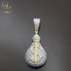 เครื่องทดสอบเพชรแบบเม็ด925เงิน VVS Moissanite ผ่านระบบไอซ์ออกดอลลาร์ธนบัตรกระเป๋าเงินจี้ฮิปฮอปและเครื่องราง - Product Image 2