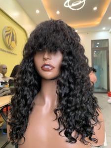 Cheveux Remy Vietnamiens de Donneur 300g Bouclés Courts avec Frange, Tissage de Cheveux à Trame Unique, Perruque Personnalisable en Couleur et Texture - Product Image 1