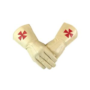 Guantes Negros de Cuero Suave con Cruz Roja para Caballero Templario de la Regalia Masónica - Product Image 4