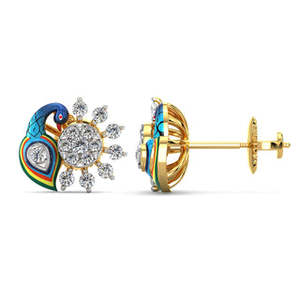 Mistic Plume Yellow Gold <b>Diamond</b> <b>Earrings</b> - Product Image 2