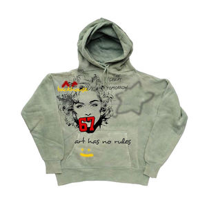 Sudadera con capucha de lavado ácido de alta calidad, Jersey Vintage desteñido de algodón con cuello con capucha de talla grande para mujer, sudaderas con capucha básicas de algodón - Product Image 4