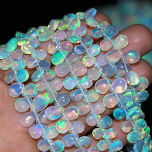 Perles d'opale éthiopienne 100% naturelles, forme poire lisse, 4x6 à 7x9,5 mm, cristal naturel en vrac - Product Image 3