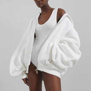 เสื้อฮู้ดดี้ผ้าฝ้ายหนานุ่มคุณภาพส่ง แบบเกาหลี สำหรับผู้หญิง สกรีนลายด้านหน้า ทรงโอเวอร์ไซส์ คอสูง ป้องกันขนร่วง ทรงหลวมใส่สบาย - Product Image 2