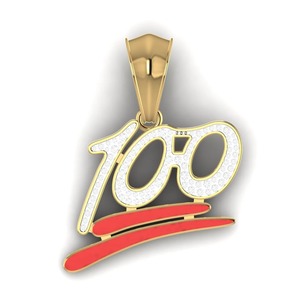 Trending Style IGI Certified Lab Grown Diamond 14k <b>Solid</b> <b>Gold</b> 100 Sign Design <b>Pendant</b> Necklace For Men At Wholesale Price - Product Image 1