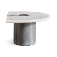 Table basse moderne en marbre et bois de manguier massif, écologique, durable et personnalisable pour salon, maison et restaurant