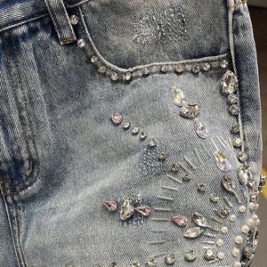 Jeans de Verano de Mezclilla con Doble Rodilla, Estilo Vintage Y2K, Lavado Ácido, Cristales de Imitación, 100% Algodón Orgánico, Personalizados por el Fabricante SPI - Product Image 4