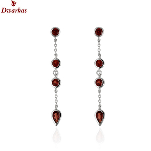 Making supplier wholesale <b>earrings</b> classic 925 sterling silver <b>garnet</b> stone drop bezel <b>earring</b> fashion party for ladies and girl - Product Image 2