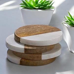 Napperon en bois épissé en marbre de taille personnalisable Design moderne cuisine bambou tasse sous-verre haute qualité hôtel maison Bar accessoire - Product Image 1