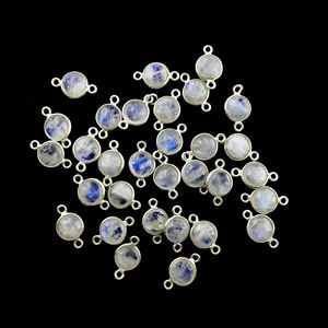 Conector de bisel de piedras preciosas, piedra lunar de arcoíris, Gema chapada en plata, bisel de Plata de Ley 925 - Product Image 5