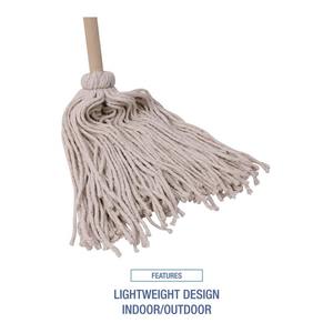 Avenida No. Mopa de 20 cabezales para limpieza de suelos de 54 pulgadas Cepillo con Cabezal de Algodón Blanco y Madera Natural para Uso Doméstico - 6/Caja - Product Image 5