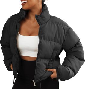 Veste matelassée décontractée pour femmes tricotée respirante rembourrée coupe ample épaissir léger coton col montant conception unie - Product Image 1