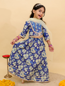 Magnifique Lahenga Choli en coton indien pour enfants, Ghagra Choli de créateur traditionnel pour filles, robe de fête - Product Image 6