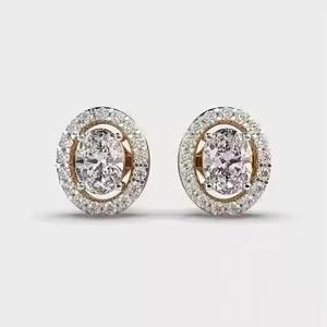 Boucles d'oreilles pendantes ovales en or rose Accessoires bijoux pour femmes Cadeau d'anniversaire pour filles et femmes Cadeau d'anniversaire pour femme - Product Image 1