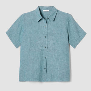 ชุดเซ็ต 2 ชิ้น เสื้อผ้าฝ้ายน้ำหนักเบา สไตล์ลำลอง เป็นมิตรกับสิ่งแวดล้อม สำหรับผู้หญิง ลายเรียบ ตกแต่งกระดุม เสื้อแขนสั้น กางเกงขายาวทรงกว้าง เหมาะสำหรับฤดูร้อน - Product Image 6