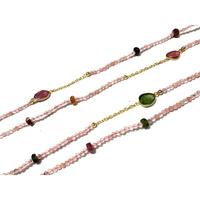 Collier en pierres précieuses naturelles de quartz rose et de tourmaline, multi-perles, fait main, bijoux de mode pour femmes, cadeau, vente en gros