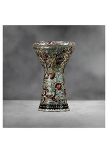 Auténtica Darbuka Gawharet El Fan con Diseño Floral de Pavo Real, 23 cm, Perla, Doumbek - Product Image 4