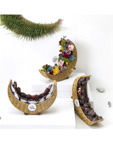 Lujosa forma de luna creciente Ramadán Karem ratán bandeja de Chocolate postre fechas bandeja para servir platos a la venta - Product Image 2