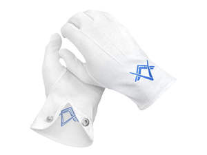 Gants maçonniques en gros, taille unique, coton blanc, gants maçonniques avec logo métallique maçonnique, service OEM - Product Image 3