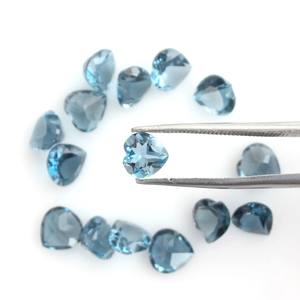 Piedras preciosas sueltas facetadas cortadas en corazón de Topacio Azul de Londres Natural, cuentas de piedra de Topacio Azul calibradas de 5-6mm para fabricación de joyas, lote a granel - Product Image 3