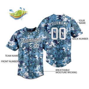 Camiseta de béisbol personalizada Unisex camiseta de béisbol camisetas de camuflaje ropa deportiva transpirable uniforme de equipo nombre personalizado - Product Image 3